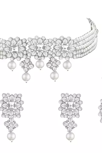 Aheli adjustable choker necklace with earring maang tikka jewellery set gift for women