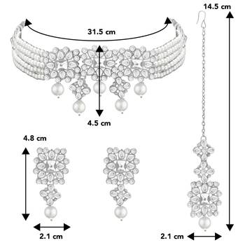 Aheli adjustable choker necklace with earring maang tikka jewellery set gift for women 4