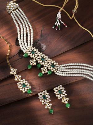 Aheli choker necklace with earring maang tikka jewellery set for women 2