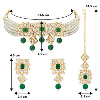 Aheli choker necklace with earring maang tikka jewellery set for women 4