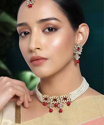 Aheli choker necklace with earring maang tikka jewellery set for women 1
