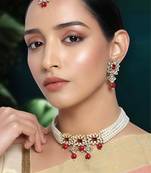 Aheli choker necklace with earring maang tikka jewellery set for women