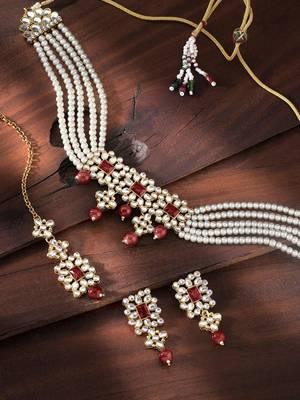 Aheli choker necklace with earring maang tikka jewellery set for women 2