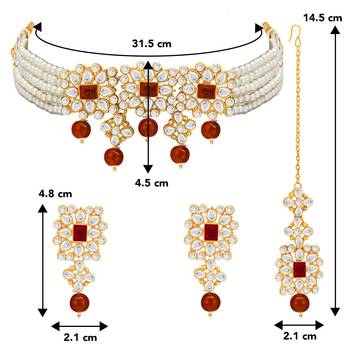 Aheli choker necklace with earring maang tikka jewellery set for women 4