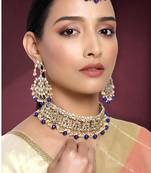 Aheli ethnic indian traditional kundan necklace earring maang tikka jewellery set for women