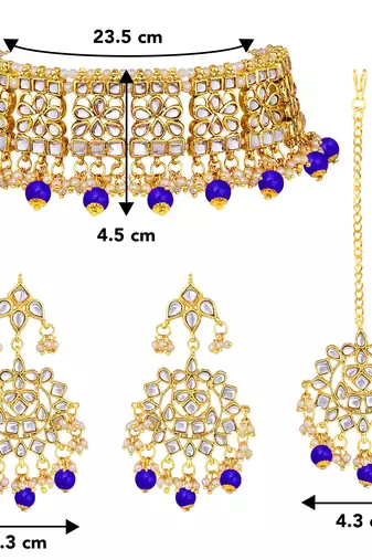 Aheli ethnic indian traditional kundan necklace earring maang tikka jewellery set for women