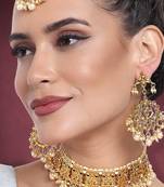 Aheli ethnic indian traditional jewellery kundan choker necklace earring maang tikka set jewellery for women