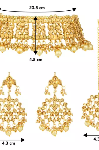 Aheli ethnic indian traditional jewellery kundan choker necklace earring maang tikka set jewellery for women