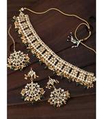 Aheli green choker necklace earring maang tikka set gift for women