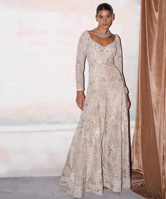 Ivory embroidered tissue silk jumpsuit 1