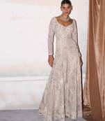 Ivory embroidered tissue silk jumpsuit