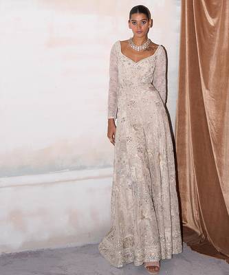 Ivory embroidered tissue silk jumpsuit 3