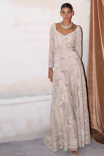 Ivory embroidered tissue silk jumpsuit