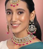 Aheli ethnic indian traditional kundan necklace earring maang tikka jewellery set for women