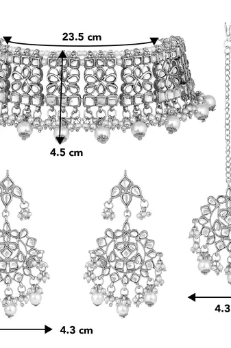Aheli ethnic indian traditional jewellery kundan necklace earring mang tikka set for women