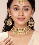 Aheli ethnic indian traditional jewellery kundan choker necklace earring maang tikka set gift for women