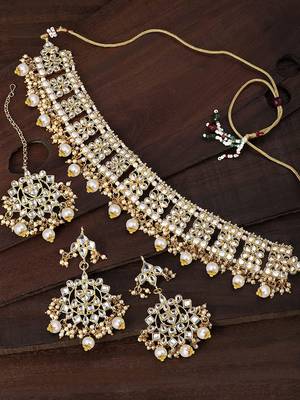 Aheli ethnic indian traditional jewellery kundan choker necklace earring maang tikka set gift for women 2