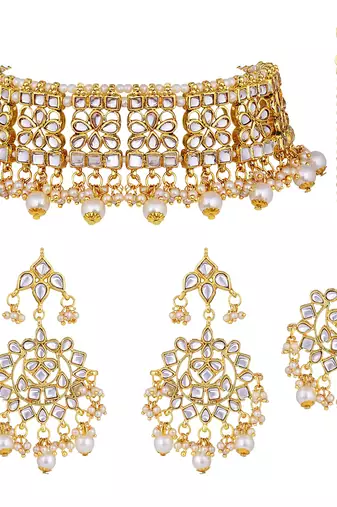Aheli ethnic indian traditional jewellery kundan choker necklace earring maang tikka set gift for women