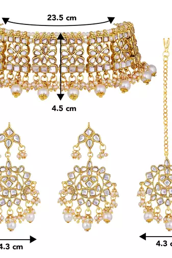 Aheli ethnic indian traditional jewellery kundan choker necklace earring maang tikka set gift for women