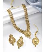 Aheli long necklace jewellery set with maang tikka and earrings for women