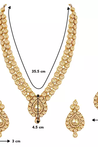 Aheli long necklace jewellery set with maang tikka and earrings for women