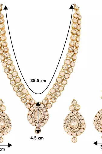 Aheli kundan studded jewellery set necklace with earrings & maang tikka for women