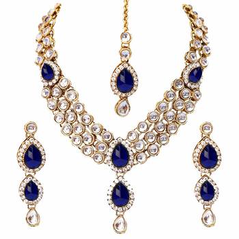Aheli kundan studded traditional necklace jewellery set gift for women 2