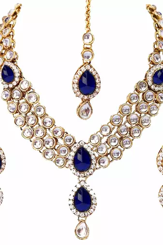 Aheli kundan studded traditional necklace jewellery set gift for women