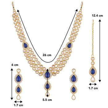 Aheli kundan studded traditional necklace jewellery set gift for women 4