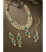 Aheli green traditional kundan necklace jewellery set gift for women