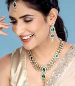 Green Traditional Kundan Necklace Jewellery Set Women
