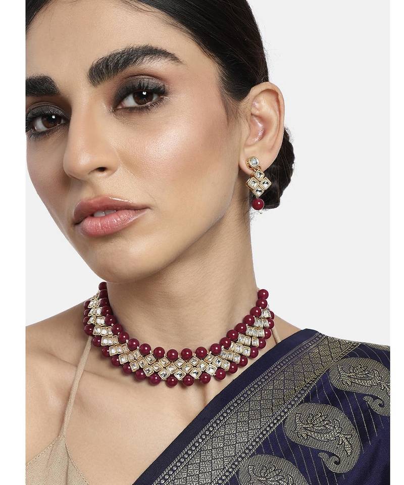 Aheli traditional kundan choker necklace earring maang tikka jewellery set for women