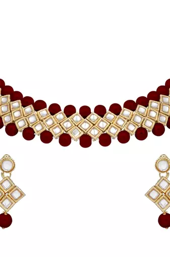 Aheli traditional kundan choker necklace earring maang tikka jewellery set for women