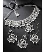 Aheli traditional kundan studded choker necklace jewellery set with earring maang tikka for women