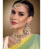 Aheli traditional kundan choker necklace earring & maang tikka set for women