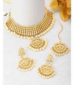 Aheli kundan choker necklace earring maang tikka traditional jewellery set for women