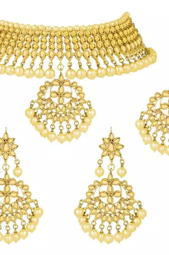 Aheli kundan choker necklace earring maang tikka traditional jewellery set for women