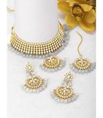 Aheli kundan choker necklace earring maang tikka traditional jewellery set for women
