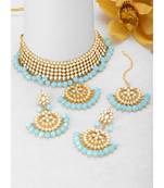 Aheli kundan choker necklace earring maang tikka traditional jewellery set for women