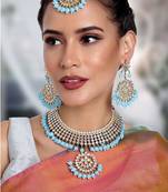 Aheli kundan choker necklace earring maang tikka traditional jewellery set for women