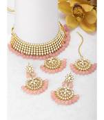 Aheli kundan choker necklace earring maang tikka traditional jewellery set for women