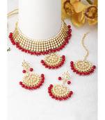 Aheli kundan choker necklace earring maang tikka traditional jewellery set for women