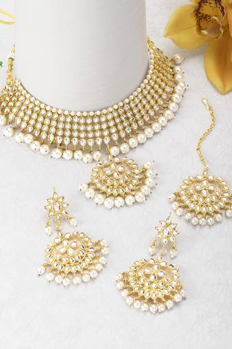 Aheli choker necklace earring maang tikka traditional jewellery set for women