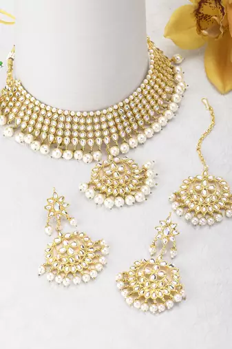Aheli choker necklace earring maang tikka traditional jewellery set for women