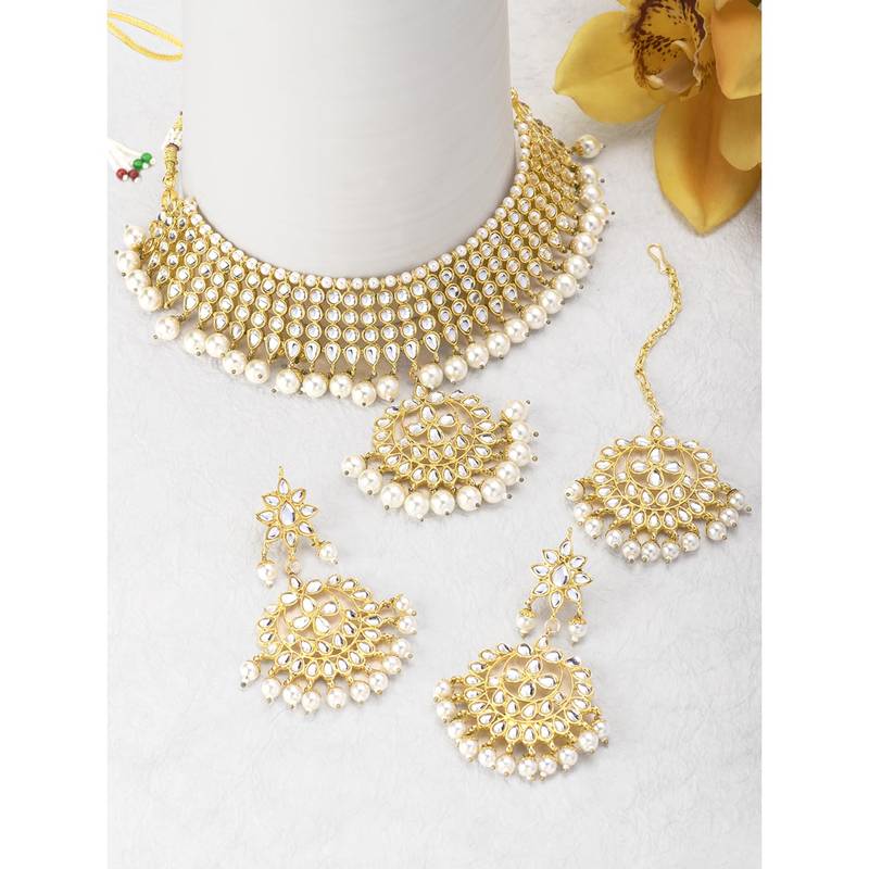 Aheli choker necklace earring maang tikka traditional jewellery set for women