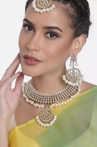 Aheli choker necklace earring maang tikka traditional jewellery set for women