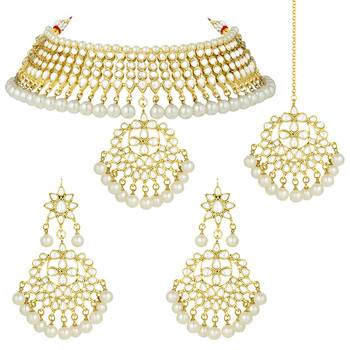 Aheli choker necklace earring maang tikka traditional jewellery set for women 4