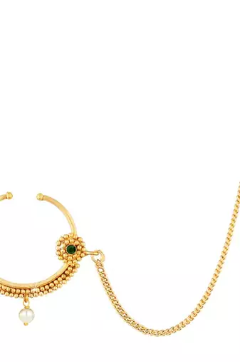 Aheli traditional bridal jewellery nose ring nathiya with long chain for women