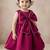 Wine red solid pearl embellished satin bow detail fit & flare girls dress