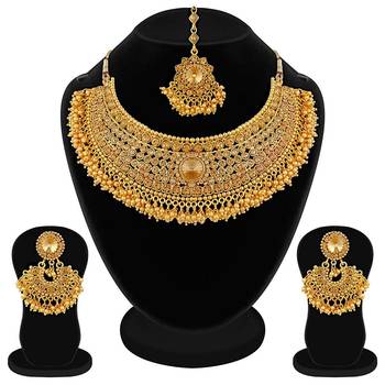 Aheli wedding necklace set with earring & maang tikka for women 2